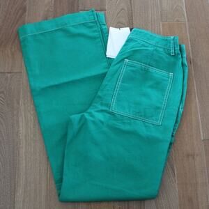 NWT Bonpoint Women's Cotton Linen Green High Waisted Wide Leg Pants Green 34 (2)